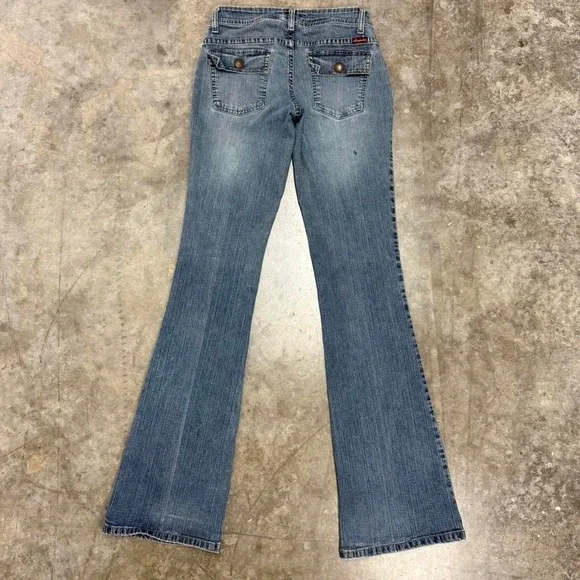 Vintage Aeropostal Medium Wash Flared Y2K Jeans Size 3/4 - Picture 3 of 8
